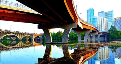 A bridge over a body of water.