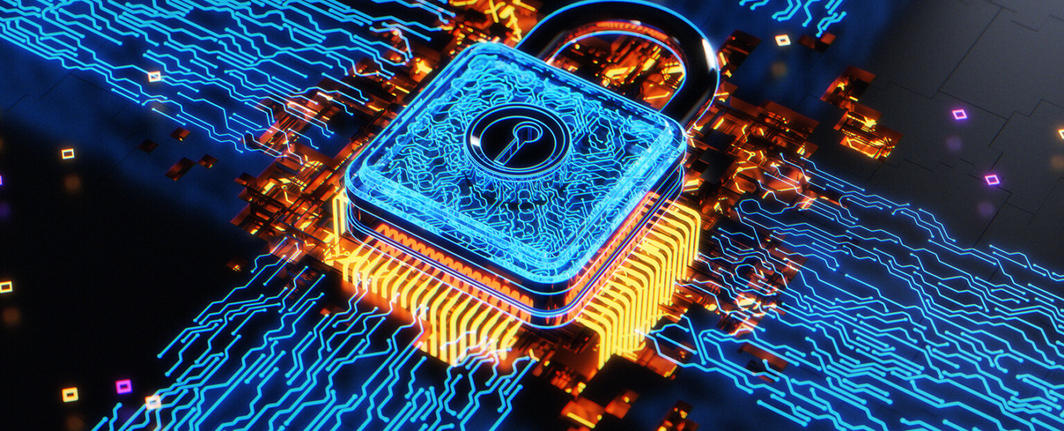 A digital illustration of a padlock with glowing blue circuits, symbolizing cybersecurity and data protection, highlights the importance for law offices and intellectual property law professionals in today’s technology-driven world.